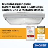 thumbnail of Exquisit Dunstabzugshaube, 50cm breit, Abluftbetrieb, Unterbauhaube, 3 Lüftungsstufen, Metallfettfilter, UBH50-020 inoxlook