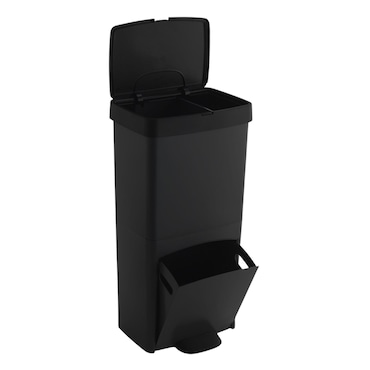 WELL HOME Mülleimer 62 L (37 L 25 L) Mülleimer mit 2 Fächern, automatische Öffnung mit Sensor, Edelstahl, Weiß