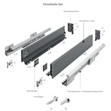 thumbnail of Push to Open Schubladensystem Schubkasten-Set Vollauszug Anthrazit 550mm 86mm