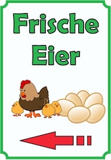 thumbnail of Verkaufsschild Schild Eier Hochkant mit Pfeil links A6 (105x148mm)