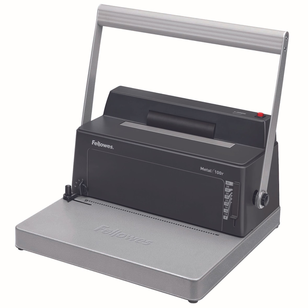 Fellowes Encuadernadora Metal 100R eléctrica, espiral metálico, uso ocasional/moderado, perfora hasta 20 hojas y encuaderna hasta 450 hojas
