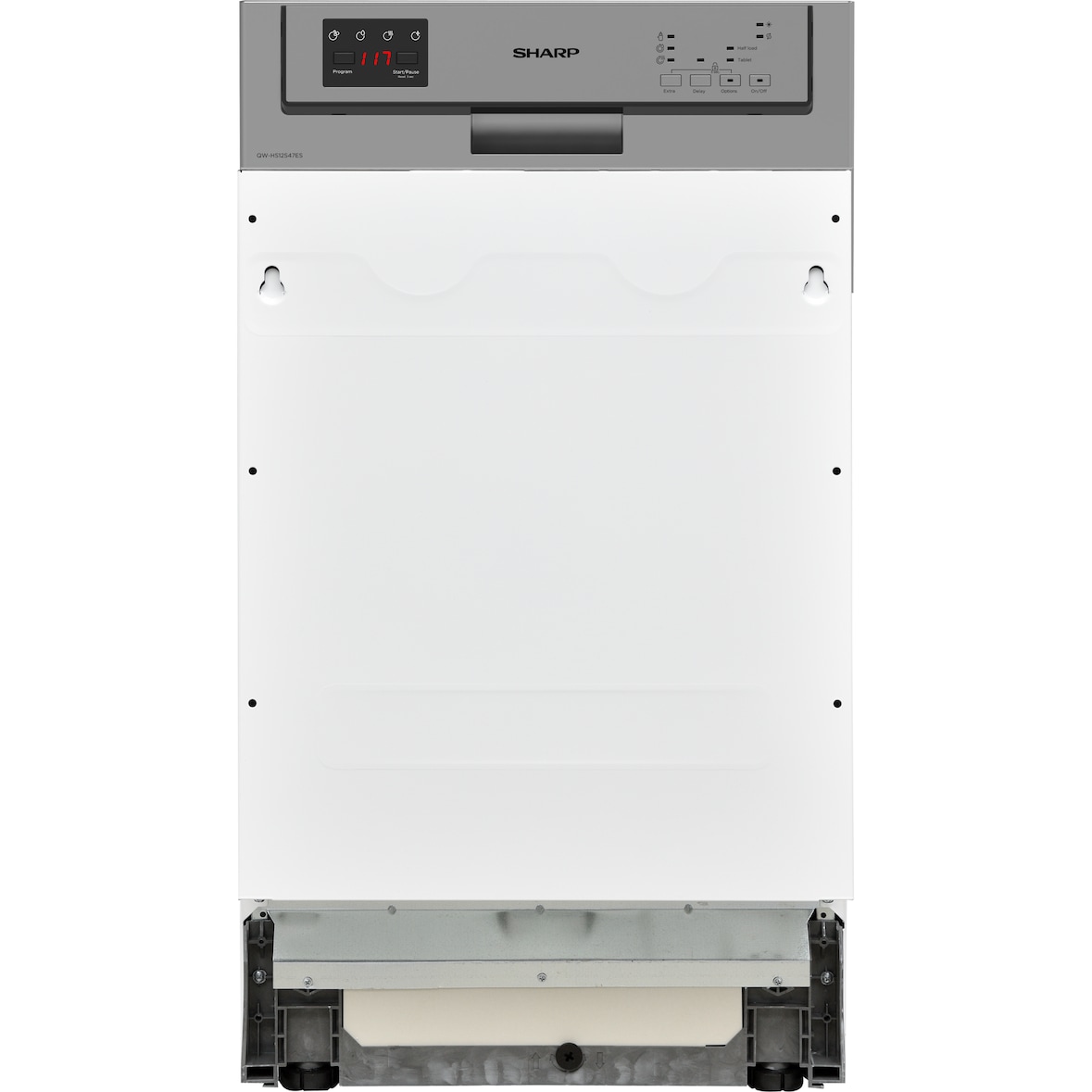 Sharp teilintegrierbarer Geschirrspüler (45 cm), QW-HS12S47ES-DE, 10 Maßgedecke, Edelstahl
