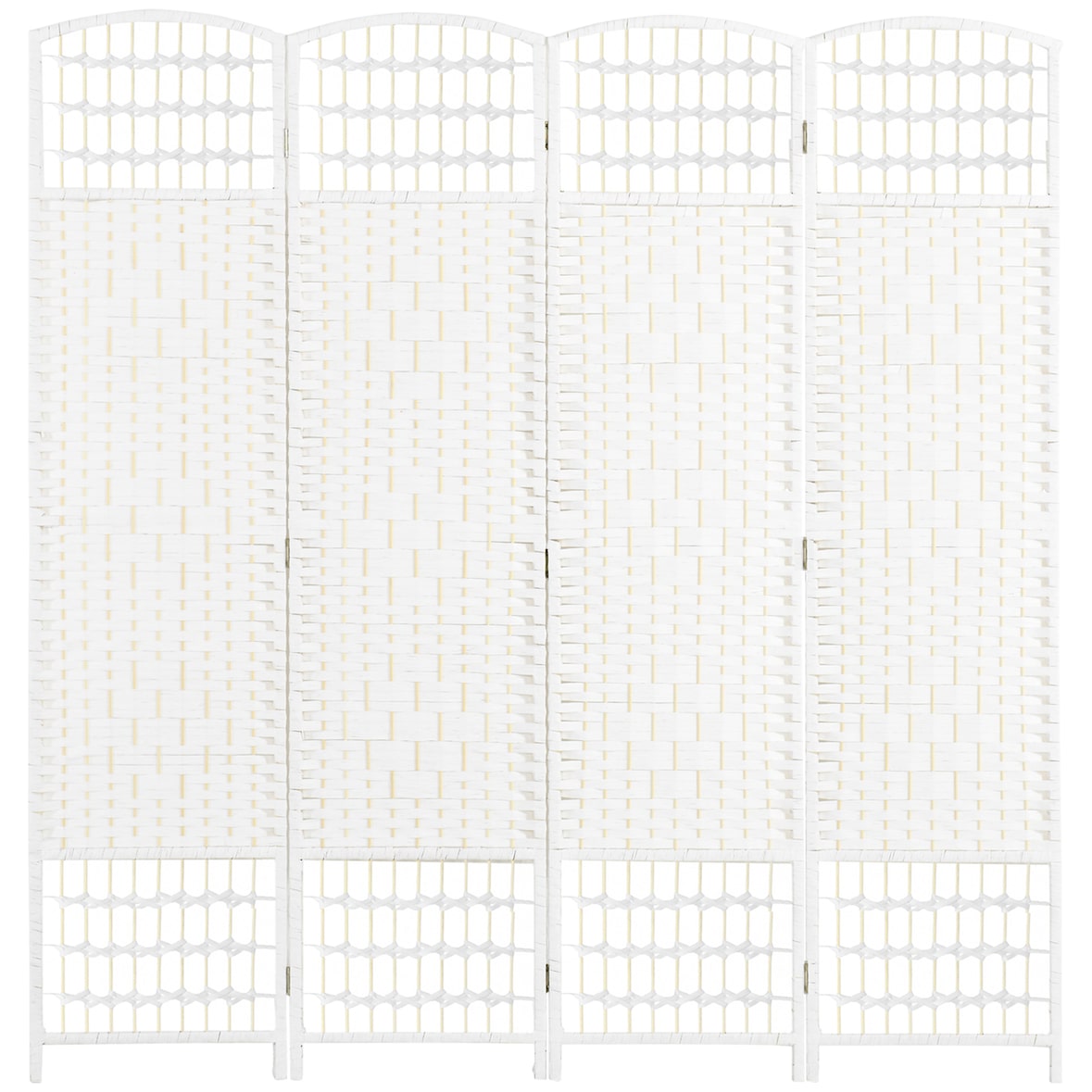 HOMCOM biombo separador de ambientes de 4 paneles 160x170 cm divisor de habitación plegable de cuerda de papel y marco de madera decoración para salón