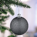 thumbnail of Relaxdays Weihnachtskugeln 72er Set, glitzernde, matte, glänzende Baumkugeln, Stiefel, Herz, Zapfen, Kunststoff, schwarz