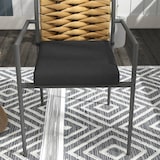 thumbnail of Gartenstuhl 2er Set Outdoor Rattan Schwarz 57x58x87 cm stapelbar mit Kissen ergonomische Rückenlehne Stahlrahmen wetterfest