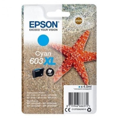 EPSON Cartouche Jet d'Encre Cyan XL ''Etoile de Mer'' 603 - C13T03A24010
