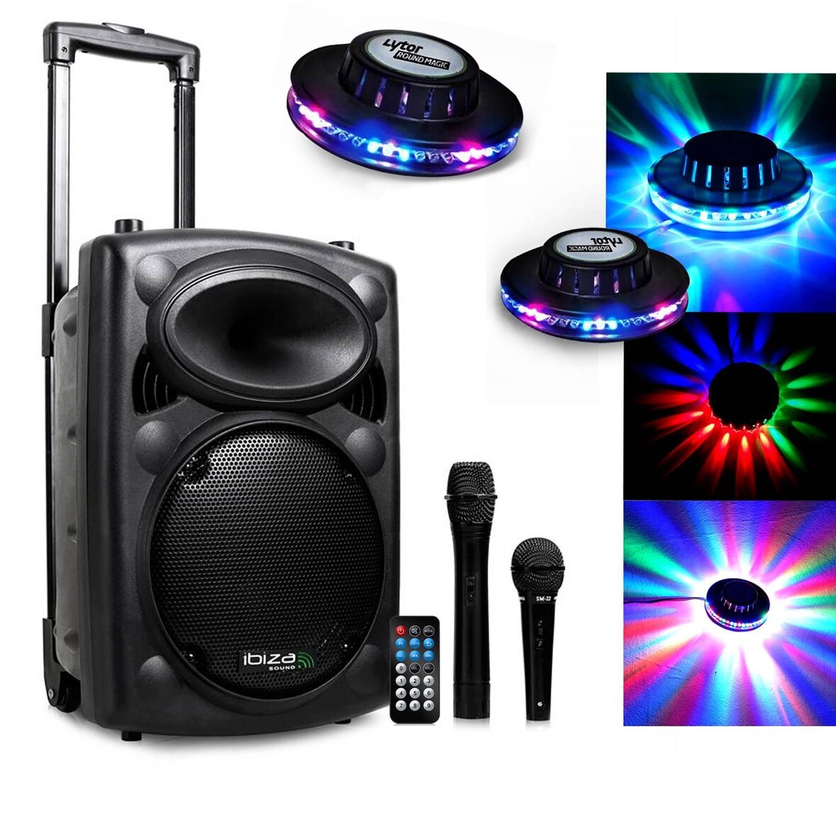 Eneinte Active IBIZA SOUND PORT8 20cm 400W VHF, USB/SD Bluetooth + 2 Effets OVNI