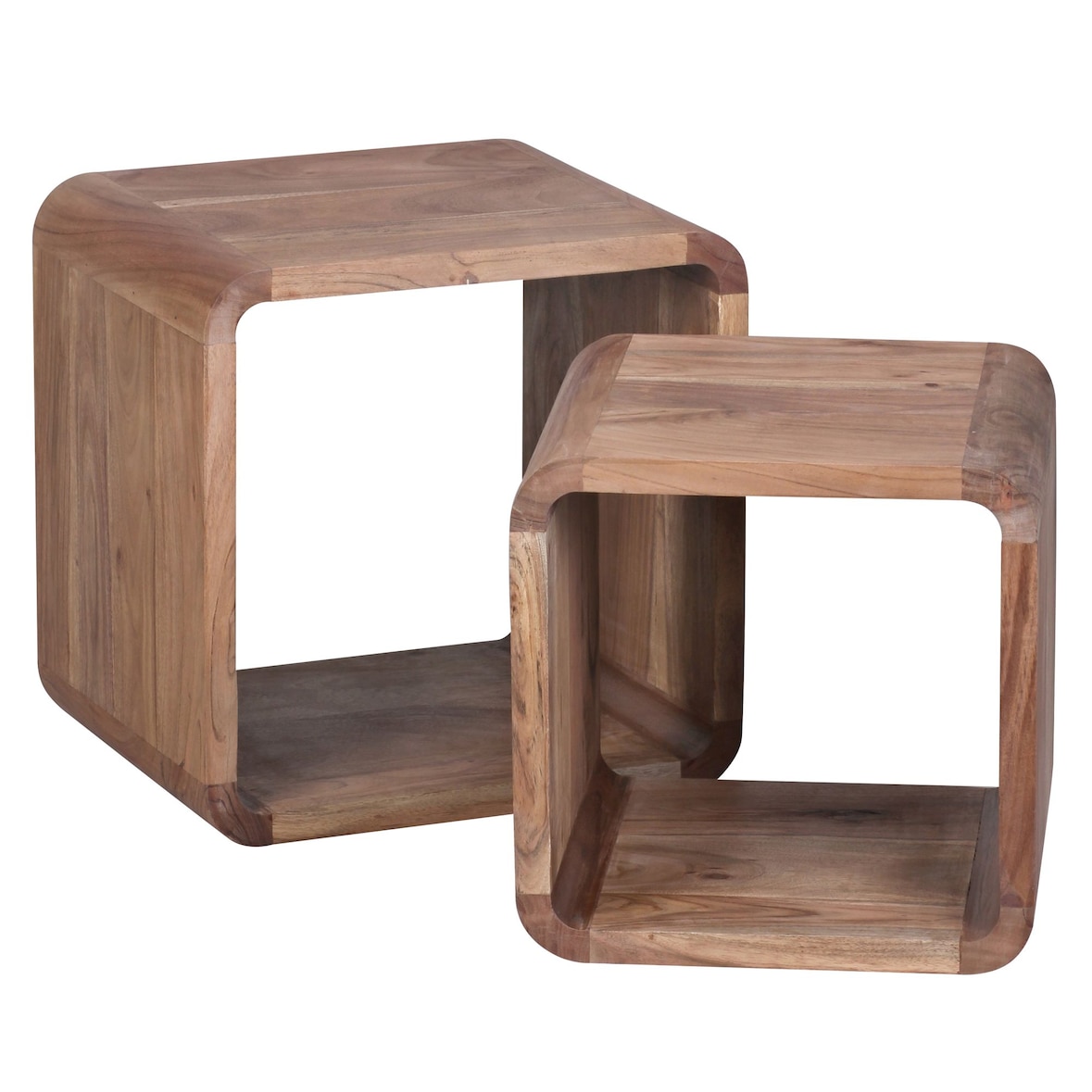Moderne Akazie Satztische 2er Set, Massivholz - Vielseitig & Handgefertigt. 43x36x43 cm | Kadima Design