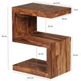 thumbnail of Beistelltisch `S` Cube `Nako`: Sheesham-Holz, S-Form, 44x30 cm, 60 cm Höhe, handgefertigt. Braun, 44x30x60 cm | Kadima Design