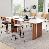 thumbnail of COSTWAY Set di 2 Sgabelli da Bar con Schienale in Rattan, Sgabello da Bancone con Cuscino della Sedia e Poggiapiedi