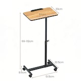 thumbnail of COSTWAY Nachtkastje op wieltjes, in hoogte verstelbaar, verpleegtafel met kantelbaar en 360° draaibaar tafelblad (naturel)