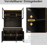 thumbnail of Merax Buffetkast 120 x 40 x 191 cm, hoge vitrinekast met glazen deuren, barvak, glashouder, stopcontacten, USB-A en USB-C, zwart