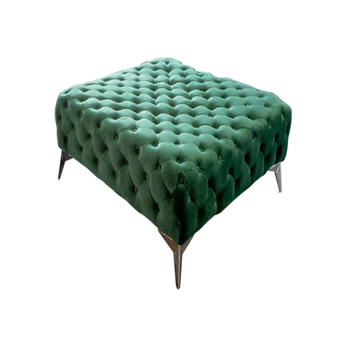 KAWOLA Hocker NARLA Chesterfield Velvet grün 110x110cm