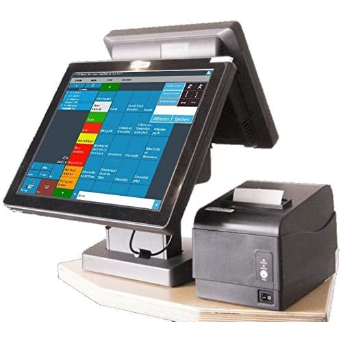 15" Kasse für GASTRONOMIE: 12" Multimedia Kundenanzeige, Bondrucker, Blitzkasse Restaurant