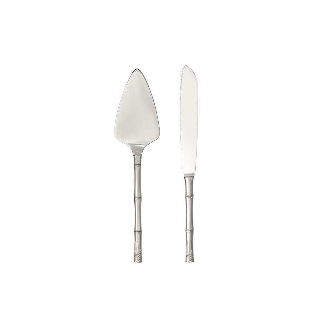 Pelle et couteau à tarte argent