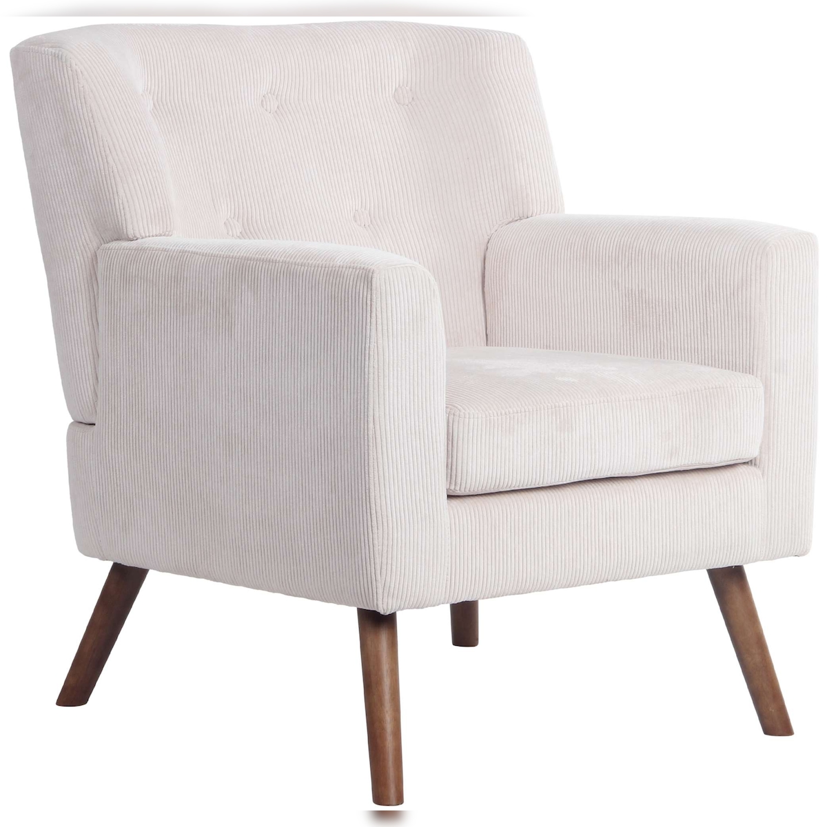 DELUKE Lounger Sessel MUSCAT - Cord Creme 72x74x80 cm | Loungesessel Wohnzimmer Bequem Lounger Clubsessel Sofa Hotelsessel Eingang