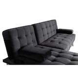 thumbnail of Sofá chaise longue AROA-XS, terciopelo de 3 plazas convertible en cama, color NEGRO, 198x150cm