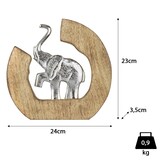 thumbnail of Dekofigur Elefant Silber Aluminium in Hufeisen Mangoholz-Rahmen ca. 24 x 3,5 x 23 cm moderne Tierfigur Glücksbringe