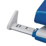 thumbnail of Locher E 216, rot/grau, Stanzleistung: 16 Blatt, Metallunterteil und Kunststoffoberteil, mit Anschlagschiene