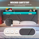 thumbnail of Polsterbett 140x200 mit LED-Beleuchtung und Stauraum – modernes Design mit Gasdruck-Lattenrost in Dunkelgrau