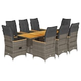 thumbnail of vidaXL 9-tlg. Garten-Essgruppe mit Kissen Grau Poly Rattan
