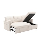thumbnail of Modulares Schlafsofa mit Stauraum, wechselbarer Chaiselongue, Fleecebezug, umwandelbar zum Sofa-Bett, ideal für 100x200 cm, Beige