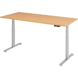 thumbnail of bümö höhenverstellbarer Schreibtisch 180 x 80 cm in Buche, Gestell silber - Höhenverstellbar Elektrisch Stehpult mit 3-fach Speicher, Computertisch,
