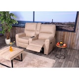 thumbnail of Fauteuil cinéma 2 places HWC-K17, Fauteuil relax Fauteuil TV Canapé, suspension Nosag Porte-boissons Compartiment ~ Tissu/Textile beige