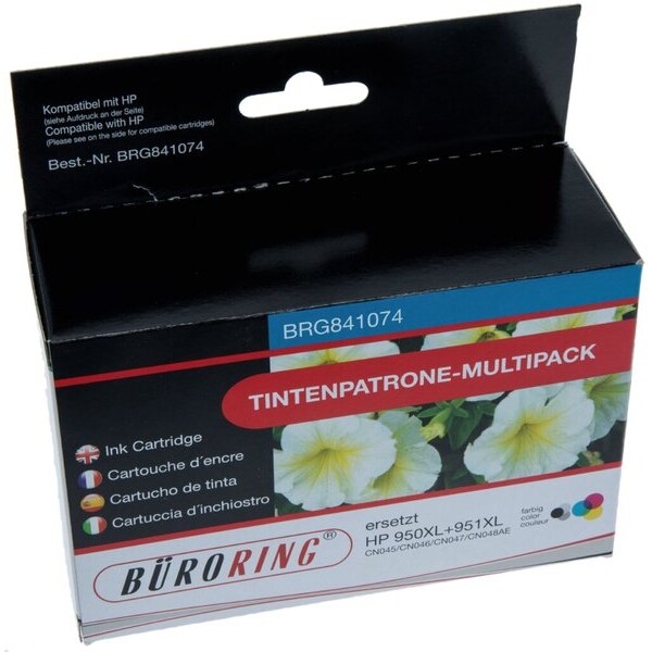 Multipack 4 Farben, ersetzt HP CN046AE, CN047AE, CN048AE, CN049AE, 950XL/951XL, Inhalt: 1 x schwarz,1 x cyan, 1 x magenta, 1 x gelb