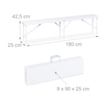 thumbnail of Relaxdays Bierzeltgarnitur klappbar, 3-tlg. Bierbank Set mit großem Tisch, Garten, Festzeltgarnitur, Holzoptik, weiß