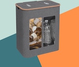 thumbnail of Relaxdays Pfandflaschen Sammelbehälter, 140 L, bis 60 Flaschen, 2 Innenbeutel, Flaschensammler für Glas & Plastik, grau