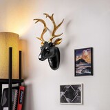 thumbnail of Décoration murale en polyester buste de cerf noir et doré Hanah Home