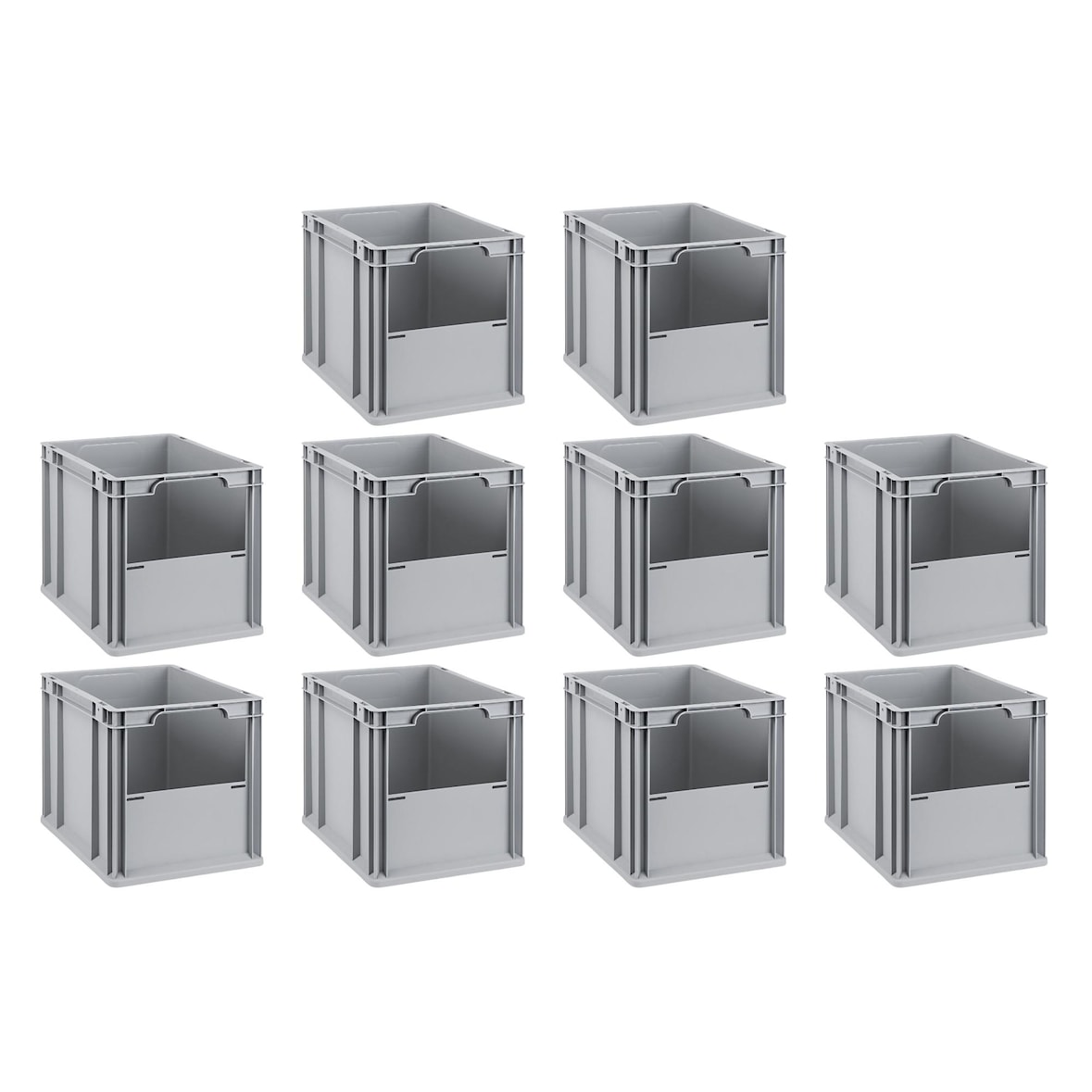 PROREGAL 10x Eurobox NextGen Insight | HxBxT 32x30x40cm | 30 Liter | Front offen | Eurobehälter, Transportbox, Transportbehälter