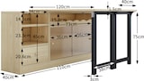 thumbnail of Klappbarer Esstisch Sideboard ausziehbar Schwarz+Holz 75x120x40 cm mit Stauraum, Schublade und Glasschiebetür, platzsparend und vielseitig