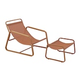 thumbnail of Relaxsessel aus Stahl und Textilene mit Terracotta-Fußstütze
