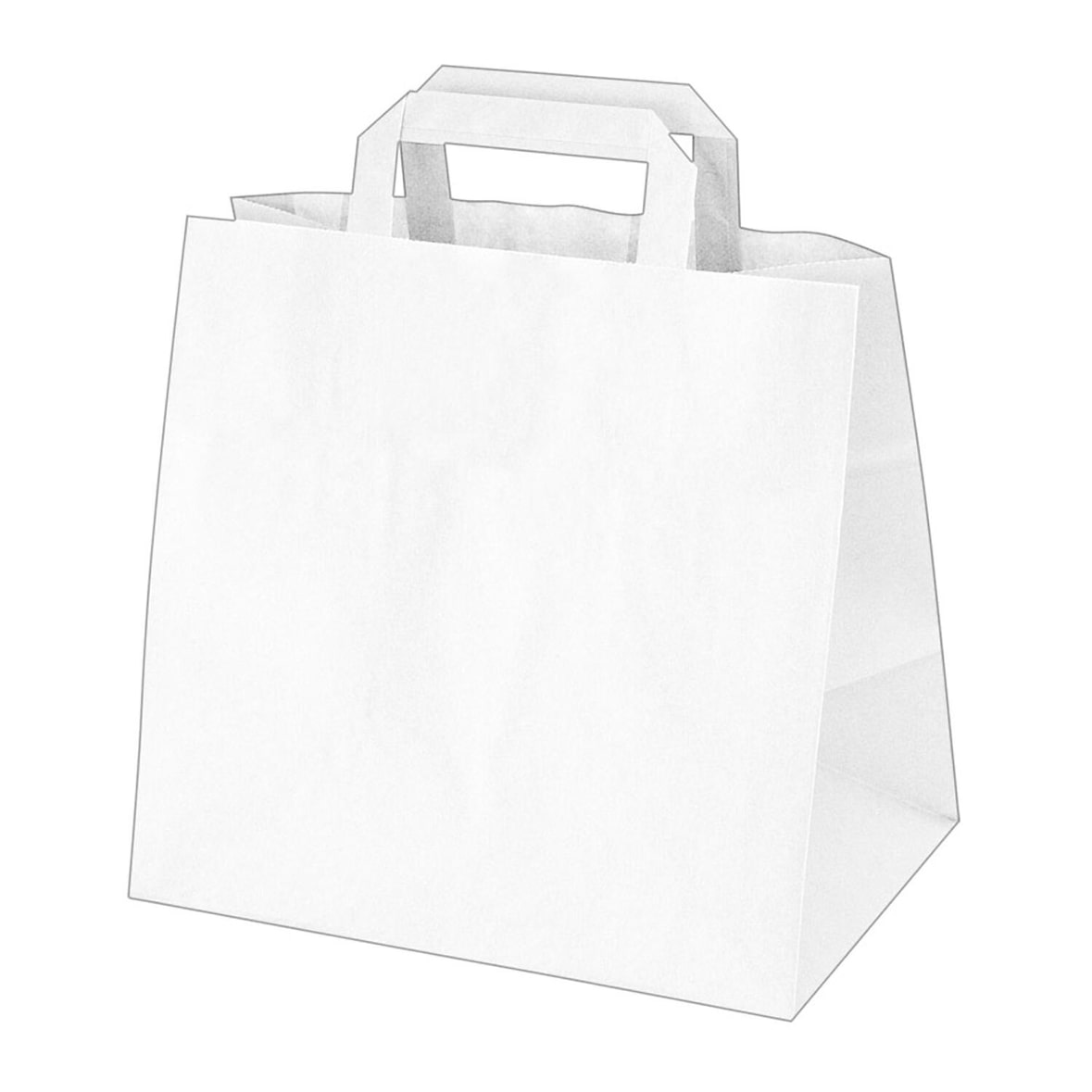 250x GASTRO Papiertragetaschen 25 x 26 x 17 cm mit EAN-Code weiß