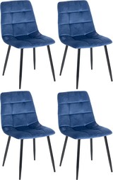 thumbnail of Décoshop26 - Set aus 4 modernen und bequemen Esszimmerstühlen in blauem Samtstoff und schwarzem Metall 10_0001789