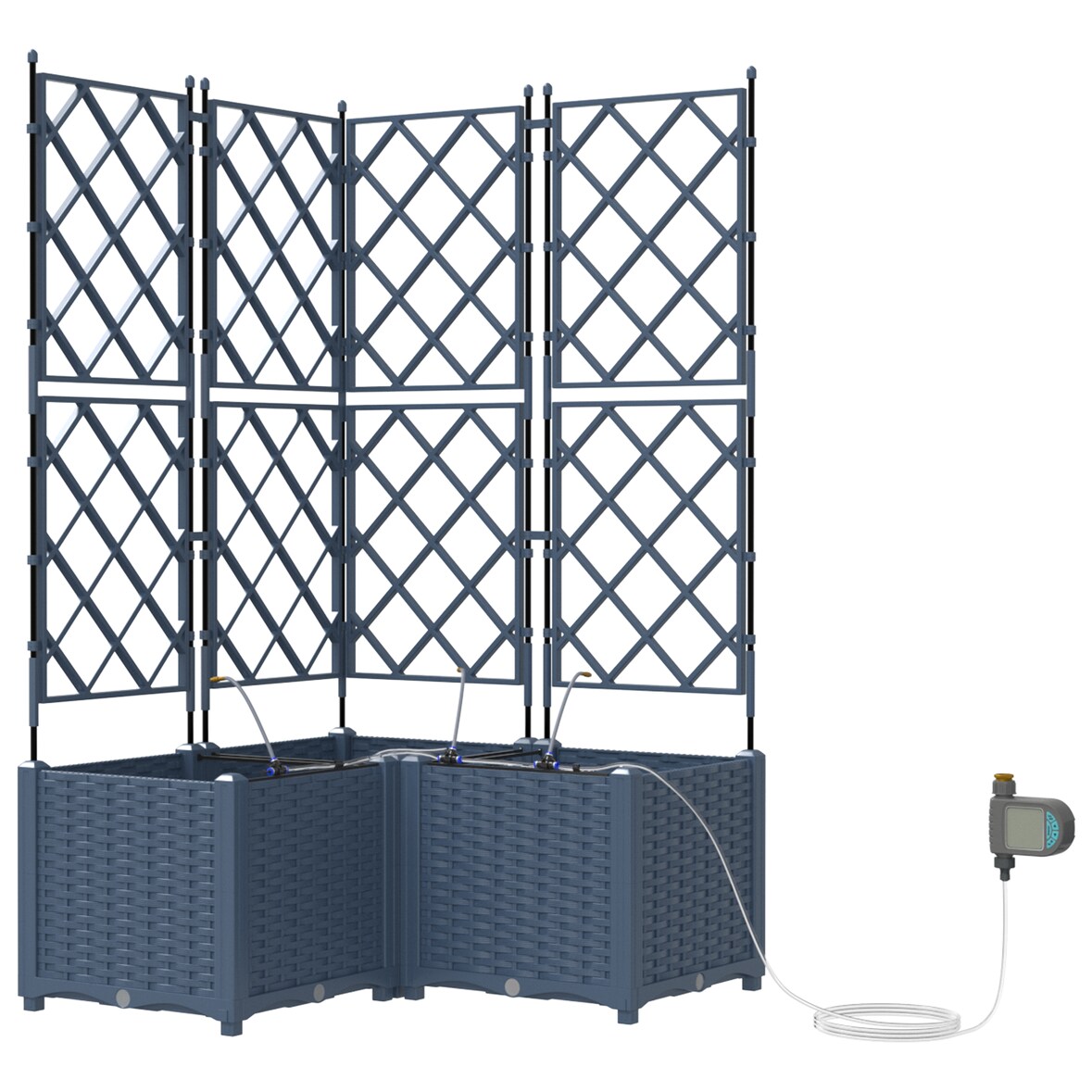 vidaXL Gartenpflanzer Grau 80 x 80 x 142 cm Stahl
