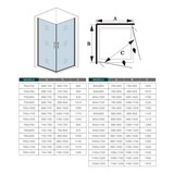 thumbnail of AICA Mampara de ducha cuadrada abatible giratoria vidrio antical 6mm 900x900x1950mm