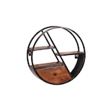 thumbnail of SIT Möbel Wandplank rond | 3 planken, 1 lade | Mangohout natuur | Frame antiek metaal antiek zwart | B 50 x D 13 x H 50 cm | 09274-01 | Serie PANAMA