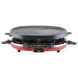 thumbnail of H.Koenig RP412 Raclette-Gerät 4 in 1 / 8 Personen / Raclette, Natursteingrill, Crepe-Platte und Grillplatte / mit 8 Pfännchen / 900 W / SchwarzRrot