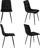 thumbnail of Esszimmerstuhl 4er Set Samt Schwarz 86x46x44 cm mit Rückenlehne Ziersteppung Metallgestell ergonomisch gepolstert