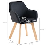 thumbnail of Pack de 2 sillas de comedor sillas de cocina tapizado en terciopelo con respaldo reposabrazos y patas de madera carga 120 kg 54x57x80 cm negro