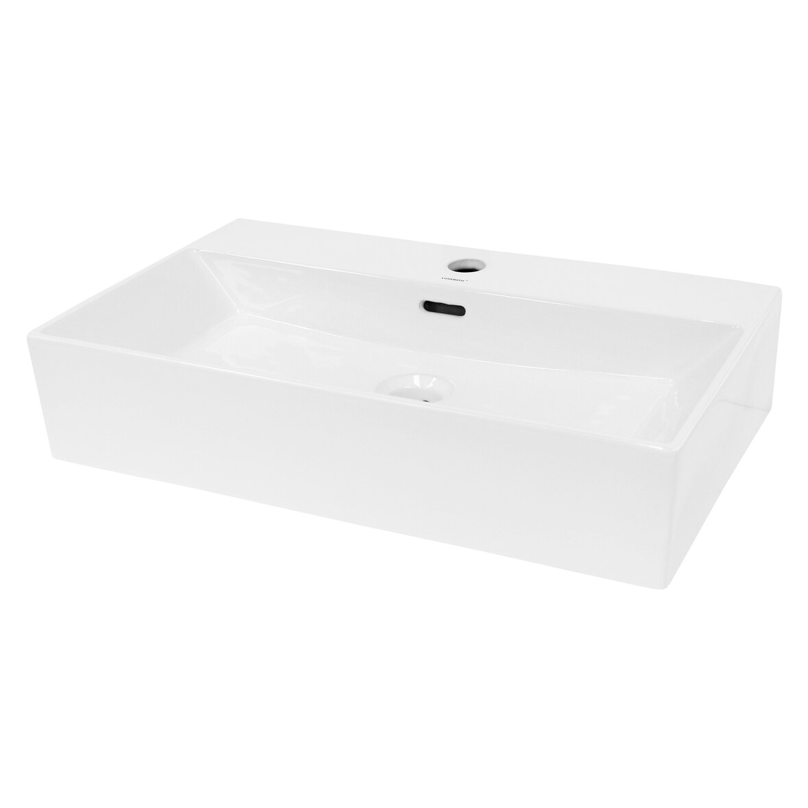 ECD Germany Aufsatzwaschbecken Keramik Weiß 605 × 365 × 130 mm, eckig – inkl. Ablaufgarnitur