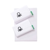 thumbnail of Benetton - Conjunto de cama king size de 4 peças: lençol plano (270x280cm), lençol justo (200x200cm), 2 fronhas (50x85cm) 100% algodão branco