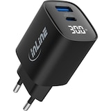 thumbnail of InLine® USB PD Netzteil, GaN Ladegerät, QC, USB-C + USB-A, 30W, mit Display