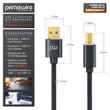 thumbnail of Primewire USB 2.0 Drucker / Scanner Kabel mit Nylonmantel - 1m