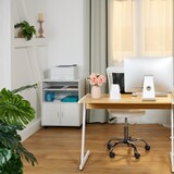 thumbnail of Relaxdays Rollcontainer mit 2 Fächern & Tastaturauszug, Druckertisch mit Rollen, HBT: 74 x 60 x 48 cm, Büroschrank, weiß