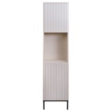 thumbnail of Hochschrank HWC-O42, Badschrank Badregal Badezimmer Schrankfächer Wäschekorb, MDF Melamin 174x39x30cm ~ Holzoptik beige