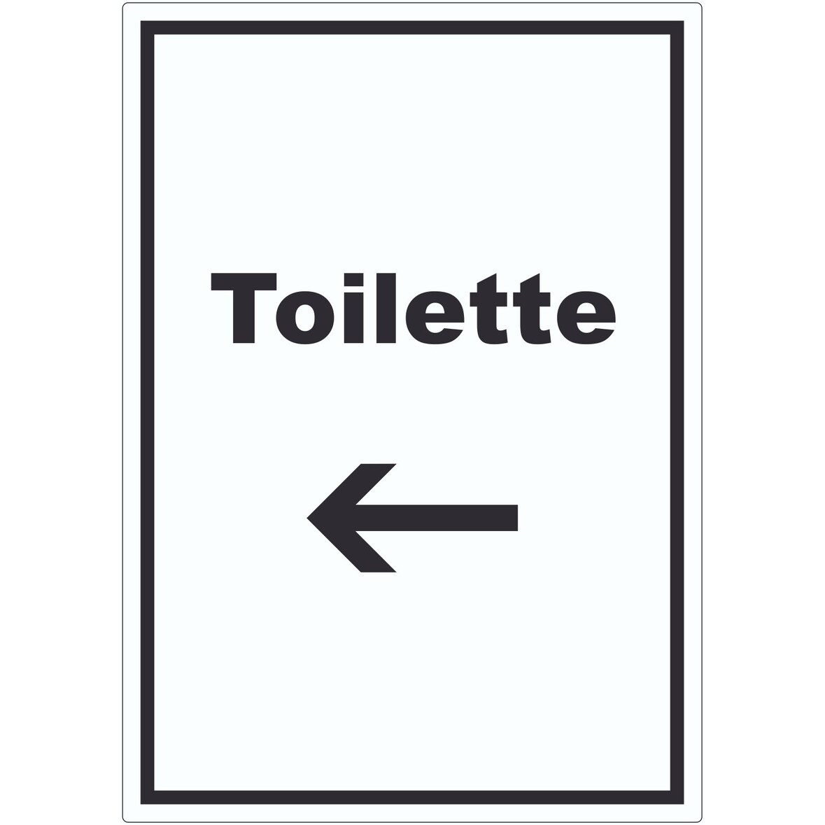 Toilette Aufkleber mit Text und Richtungspfeil links Klo WC hochkant A6 (105x148mm)